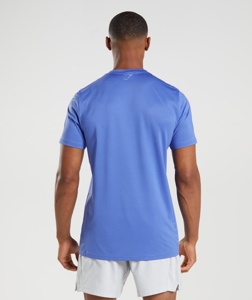 Men's Gymshark Sport Stripe T-Shirts Blue | CA D15387